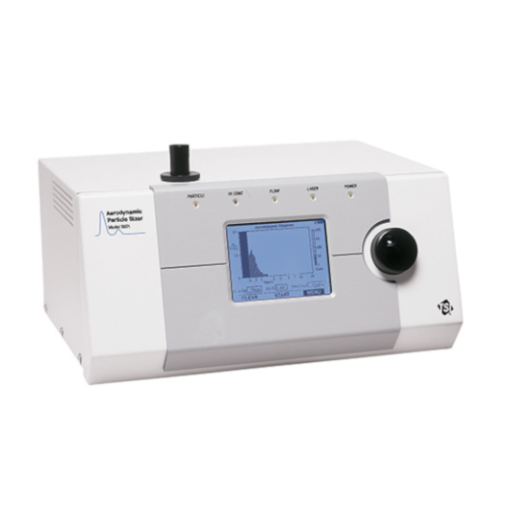 TSI Aerodynamic Particle Sizer 3321 benchtop instrument with display screen
